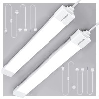 Wnsnou Plug Light,Led Shop Light, Waterproof And Linkable Led Tube Light, Plug Cord With No/Off Switch, 5000K, 18W 2000Lm,Led Ceiling And Closet Lights, Workshop Lights.(2Ft-2Pcs)