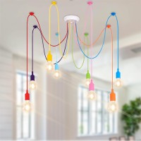 Ymlii Colorful Spider Chandelier, Kids Ceiling Light Fixture, Ajustable Diy Pendant Lamp For Boys Girls Bedroom Playroom Classroom Dining Room, E26 8 Arms Lights