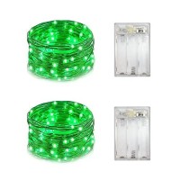 2 Pack Battery Operated Mini Led Fairy Light With Timer 6 Hours On/18 Hours Off For Christmas Decoration,30Led,10 Feet Silver Wire (Green Color)