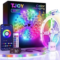 Tjoy 100Ft Bluetooth Led Strip Lights, Music Sync Led Lights Strip, Rgb Color Changing Led Lights With Remote,Smart Phone App Control, Led Lights For Bedroom,Tv,Room Diy (App+Remote +Mic)