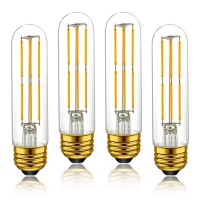 Adshen-Us T10 Led Tubular Light Bulbs,Warm White 2700K,6W Dimmable Tube Vintage Led Filament Bulbs 60 Watt Equivalent,E26 Medium Base,Led Edison Bulb For Desk Lamp,Pendant Lights,4-Pack