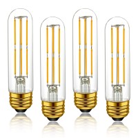 Adshen-Us Dimmable E26 Edison Bulb 6W Tubular T10 Led Bulb,Equal 60 Watt Light Bulb,Daylight White 4000K,Edison Filament Light Bulbs For Pendant,Chandeliers,Wall Scones, 4-Pack