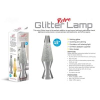 Adeptna Premium Large Retro 15 Inch Bullet Design Glitter Lamp - Bright Soothing Motion Peaceful Glitter Lamp For Relaxation - Excellent Gift Idea For Your Loved Ones On Xmas (Silver)