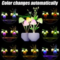 6 Pieces Mushroom Night Lights 7 Color Changing Plugin Light Sensor Wall Lamp Led Night Lights Sensor Wall Lamp For Adult Than