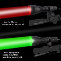 Lumenshooter A10 Ultimate 1000 Lumens Green Hunting Light Flashlight With Rubber Halo Shield, Red White 850Nm Infrared Ir Torch, Long Range Zoomable Scope Light For Predator, Coyote, Varmint, Hog