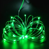 Pack 2 Battery Operated Mini Led String Light,Indoor Fairy Lights Dewdrop Light With Timer 6Hours On/18Hours Off For Wedding Party Lighting Decoration,30 Count Leds,10Feet Silver Wire (Green Color)