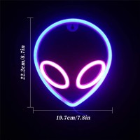 Qiaofei Alien Neon Light Led Neon Signs For Kids Room Bedroom Hotel Shop Restaurant Game Office Wall Art Decoration Sign Birthday (Blue-Pink)