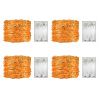 4 Pack Battery Operated Dewdrop Led Lights,Indoor Mini Fairy Lights With Timer Function,For Wedding Home Parties Christmas Holiday Decoration,6 Hours On/18 Hours Off ,30 Count Leds,10 Feet (Orange)