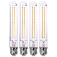 4 Pack T10 Led Bulb 8W Dimmable E26 Base Tubular Light Bulb 2700K Warm White 75W Equivalent 800Lm T10 Bulb For Rustic Pendant, Wall Scones Tube Light Bulbs Desk Lamp Vintage Edison Long Light Bulb