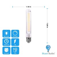 4 Pack T10 Led Bulb 8W Dimmable E26 Base Tubular Light Bulb 2700K Warm White 75W Equivalent 800Lm T10 Bulb For Rustic Pendant, Wall Scones Tube Light Bulbs Desk Lamp Vintage Edison Long Light Bulb