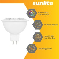 Sunlite 41573 Led Mr16 Reflector Spotlight Bulb, 7 Watts (50W Halogen Bulb Eq) 12V, 500 Lm, 90 Cri, Gu5.3 Bi-Pin Base, Dimmable, Title-20 Compliant, Ul & Energy Star, 5000K Daylight, 6 Pack