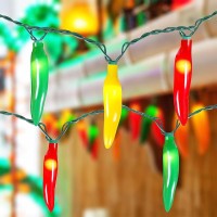 Romasaty Multicolored Chili Pepper Halloween String Lights136Ft Chili Pepper Cluster Lights With 35 Chili Pepper Bulbs For Ou