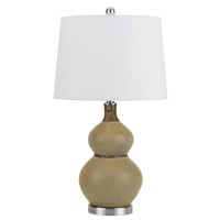 Emblaze your existing decor setting by bringing in this contemporary style Table Lamp which comes with a 3 way switch and is wrapped with a linen hardback shade Supported on a turned ceramic base it will be a perfect addition to your home