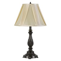 Bring the best of your interior setting with the inclusion of this table lamp The turned pedestal style construction in dark bronze hue adds glam to it The carved leaf accents along with the reeded design accentuates the entire piece and makes it a focal 