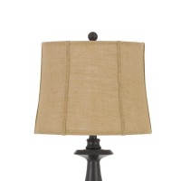 Add a tint of style and touch to the living room with the inclusion lamp set which comes with 1 floor lamp and 2 table lamps Resting atop the turned pedestal style accent the burlap fabric empire shade in beige hue adds a pleasant appeal to the entire pie