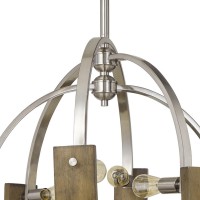 Enlighten your home with the rays of hope and happiness by bringing in this eye catching chandelier It features a durable solid wood and metal frame in a gyroscopic design that uses 6 bulbs of 60 watt each Incorporated with a mounting hardware it can be m