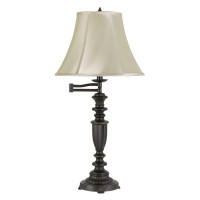 Depicting swing arm design this table lamp is a perfect addition to any interior setting as it is an epitome of versatility The turned pedestal style body with faux silk shade brings the best out of this piece and makes it appear enthralling and inviting 