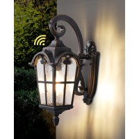 Dewenwils Dusk To Dawn Outdoor Wall Light, Waterproof Exterior Light Fixture, Black Roman 17.7