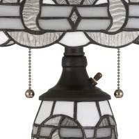 Glass Table Lamp With Umbrella Shade And Pull Chain Switch, Gray