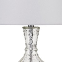 150 Watt Textured Glass Base Table Lamp, White And Clear