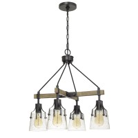 Design and decorate your ceiling with a classic piece of art this elegant Chandelier will enhance and set a relaxing atmosphere in your room It features a metal hanging frame and crossbar support with 4 glass shields and light fixtures which requires 4 Ed