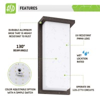 Asd Led 14 Inch Long Flush Mount Wall Light Fixture | 14W 100-277V 1100Lm 3000K/4000K/5000K | Dimmable, Waterproof, Etl Listed | Exterior Sconce Light Fixtures, Outdoor Lamp | Black