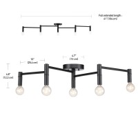 Globe Electric 59969 Tempo 5-Light Foldable Track Lighting, Matte Black