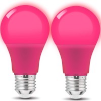 Kqhben Led Pink Light Bulbs 9Watts 60W Equivalent E26 Base For Wedding Halloween Christmas Party Bar Decor 2Pack