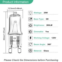 Taiyaloo G9 Halogen Light Bulbs 25W 120V T4 Jcd Type Bipin 12 Pack Xenon Small Light Bulb For Chandeliers Pendants Cabinet