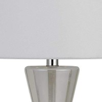 Benjara Bm233490 26 Glass Table Lamp With Hardback Shade, White And Silver