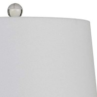 Benjara Bm233490 26 Glass Table Lamp With Hardback Shade, White And Silver