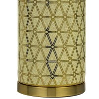 Benjara Bm233485 245 Ceramic Table Lamp With Geometric Style Accents, Gold And Beige