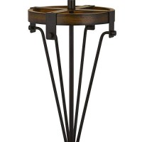 Benjara Bm233481 32 Metal Table Lamp With Drum Burlap Shade, Black And Beige