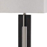 Benjara Bm233472 33 Metal Table Lamp With Sturdy Base, Black And White