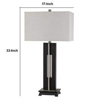 Benjara Bm233472 33 Metal Table Lamp With Sturdy Base, Black And White