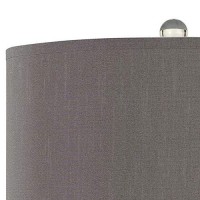 Benjara Bm233487 27 Ceramic Table Lamp With Hardback Style Shade, Gray And Blue