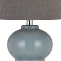 Benjara Bm233487 27 Ceramic Table Lamp With Hardback Style Shade, Gray And Blue