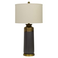 Benjara Bm233484 295 Ceramic Table Lamp With 3 Way Rotary, Gray And Gold