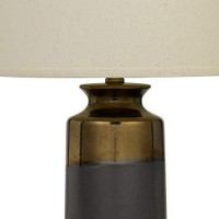 Benjara Bm233484 295 Ceramic Table Lamp With 3 Way Rotary, Gray And Gold