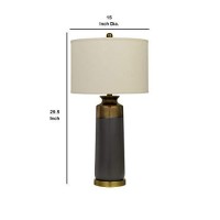 Benjara Bm233484 295 Ceramic Table Lamp With 3 Way Rotary, Gray And Gold