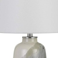 Benjara Bm233489 24 Ceramic Table Lamp With Pot Shaped Base, Green And White