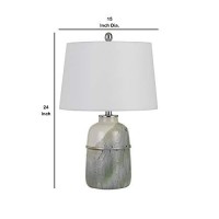 Benjara Bm233489 24 Ceramic Table Lamp With Pot Shaped Base, Green And White