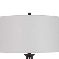 Benjara Bm233473 3125 Metal Table Lamp With Drum Style Shade, Black And Brown