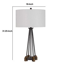 Benjara Bm233473 3125 Metal Table Lamp With Drum Style Shade, Black And Brown