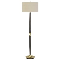 Glorify your furnishing with the inclusion of this contemporary style 63 inch Floor Lamp Incorporating a drum shape beige fabric shade it is supported on a step metal and wooden base With its appealing aesthetics it is sure to elevate your decor setting