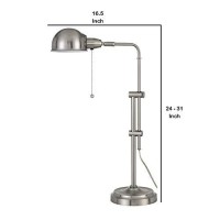 Benjara Bm233416 Adjustable Height Metal Desk Lamp With Dome Shade, Silver