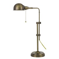 Benjara Bm233417 Adjustable Height Metal Desk Lamp With Dome Shade, Brass