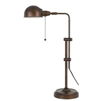 Benjara Bm233415 Adjustable Height Metal Desk Lamp With Dome Shade, Bronze