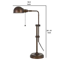 Benjara Bm233415 Adjustable Height Metal Desk Lamp With Dome Shade, Bronze