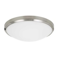 25 Watt Flush Mount With Glass Diffuser, Silver And White